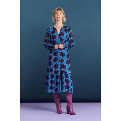 POM Amsterdam Dress - Flower Pop Blue Maat: 34 | Blousejurken Outlet | Dames | Blauw