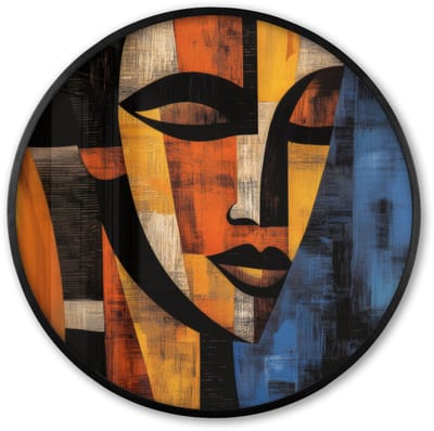 Poster in lijst Rond - Fotolijst 60x60 cm - Posters - Abstract - Portret - Kleurvakken - Ronde posterlijst zwart - Decoratie - Wanddecoratie woonkamer - Muurdecoratie slaapkamer