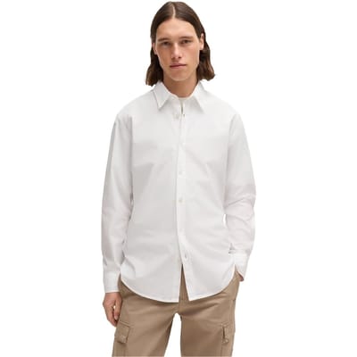 Heren Boss Relegant 6 M Effen Lange Mouwen Shirt in Wit 100