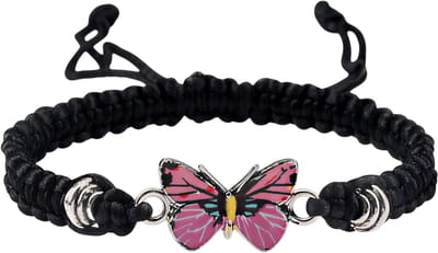 Verstelbare gevlochten string armband met vlinder hanger – handgemaakt ontwerp – Zwart – licht en comfortabel – geschikt voor dagelijks gebruik – ideaal als betekenisvol cadeau