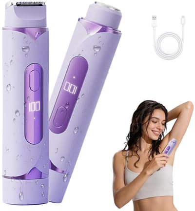 Ladyshave - Bikinitrimmer - Trimmer dames - Elektrisch scheerapparaat dames - Vrouwen trimmer - Waterdicht - Voor intieme zone en benen - Draadloos - Ontharen - Paars