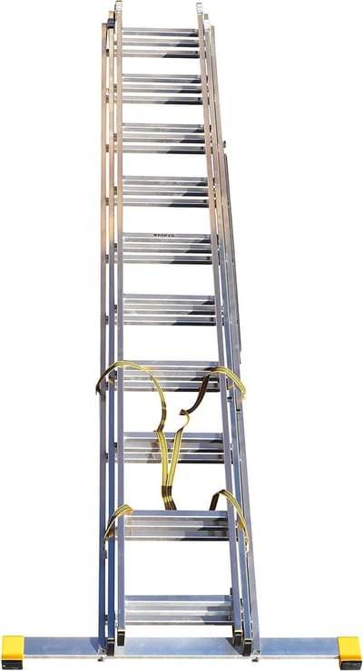 Uittrekladder 3 elementen - Telescoopladder Vouwladder - Klus Klussen - Geïntegreerde Stabilisatiebalk - 711 meter - Zilver