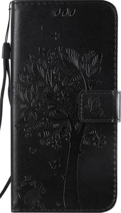 Geschikt voor Apple iPhone SE 2020 Bookcase - Zwart - Bloemen - Portemonnee Hoesje