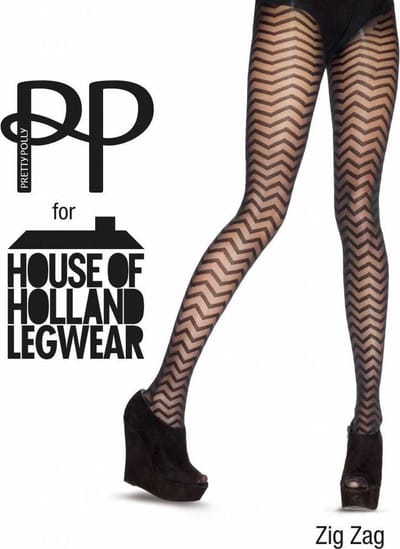 Pretty Polly House of Holland Panty - Zig Zag patroon - Zwart - One Size