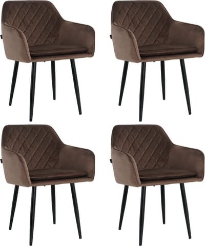 Lina® Noble Eetkamerstoelen - Bruin - Set van 4 - Velvet