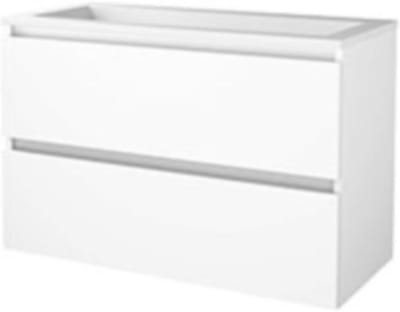 Basic-Line Start 46 Badkamermeubelset - 100 x 46 cm - Greeploos - 2 Lades - Acryl Wastafel - Zonder Kraangat - Ice White