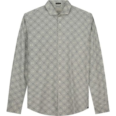 Dstrezzed Ds_nathan Aop Shirt Spots Silver Birch Maat: M | Longsleeves Outlet | Heren | Grijs