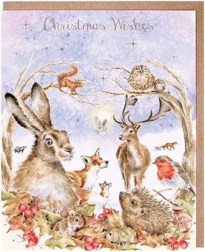 Wrendale Kerstkaarten Notepack - 8 stuks - Walking in a Winter Wonderland' Woodland Animal Christmas Card Pack