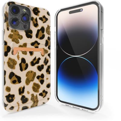 ShieldCase telefoonhoesje geschikt voor Apple iPhone 13 Pro hoesje pasjes - Lovely Leopard - Tijgerprint - Luipaard uitstraling met pasjeshouder - Shockproof hardcase