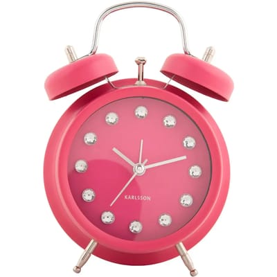 Karlsson Wekker Glam Diamonds - Roze - 11.8x5.7x17cm - Scandinavisch - Wekker voor slaapkamer - Wekkers