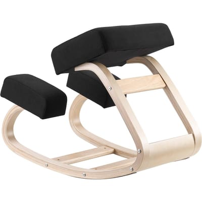 Chaise à genoux ergonomique, Chaise à genoux posturale en bois avec coussins en mousse épaisse et cadre en bois massif, Hauteur réglable, Soulagement naturel pour le cou ou le dos