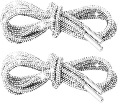 Strass veters 120cm - glanzend zilver - met strassstenen - perfect voor sneakers en hardloopschoenen - ShopVlot