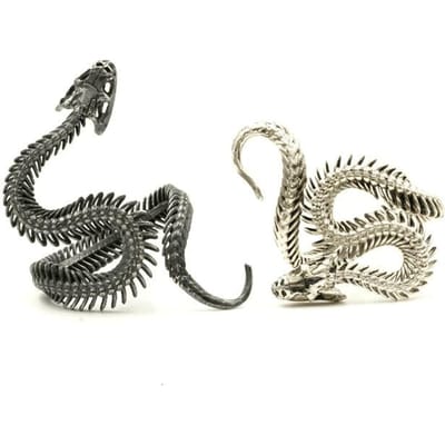 Bague pour Hommes Filles Femmes Réglable Or Blanc Noir Serpent Animal Féroce Rétro Punk Exagérée Sphinx Pharaon Égyptien 10 gray