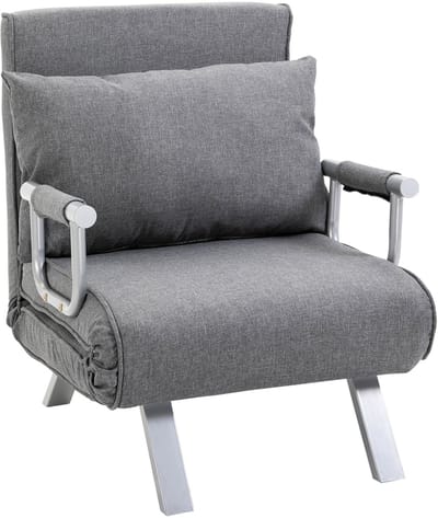 HOMCOM Slaapfauteuil 3-in-1 met Verstelbare Rugleuning - Stoelbed - Slaapbank - Logeerbed - Grijs