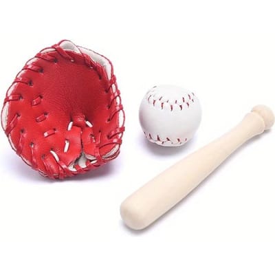 Sets van Miniatuur Honkbalknuppel Handschoen Bal Honkbal Taartdecoraties voor Poppenhuis Accessoires Feestbedankjes Sport Speelgoed red