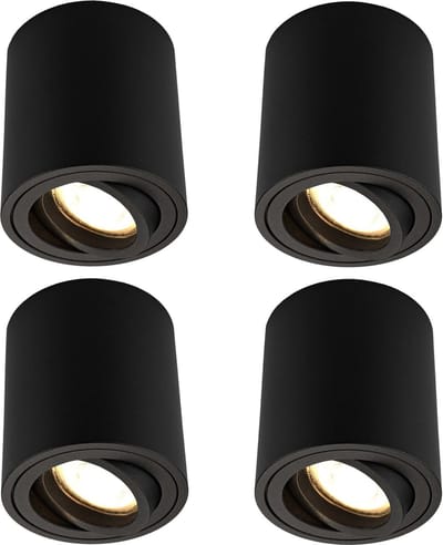 Ledvion - 4X LED Opbouwspots - Dimbaar - 5W - 2700K - Zwart
