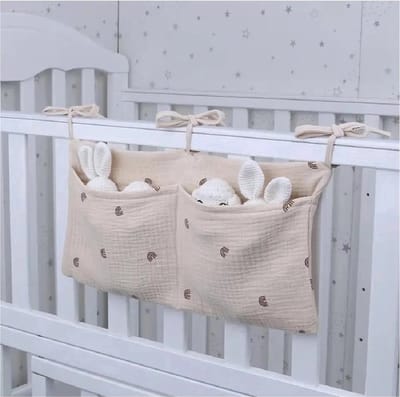 Hydrofiele Baby Boxopbergtas - Boxzak Organiser - Beige Regenboogjes - 30x50 cm (Groter Formaat)