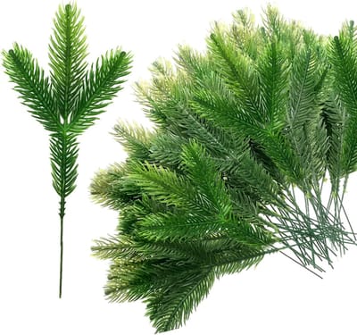 Kunstdennentakken voor kerstdecoratie - set van 36 - groen - kunststof
