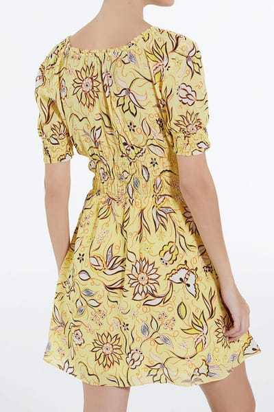 The Kooples Short Puffy Sleeve Dress Yellow Maat: 36 | Mini Jurken Outlet | Dames | Geel
