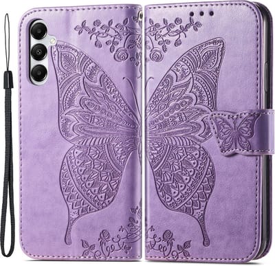 Coverup Hoesje - Geschikt voor Samsung Galaxy A05s Hoesje - Coverup Vlinder Book Case - Lila