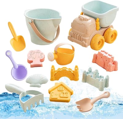 Zandspeelgoed Set - Buitenspeelgoed Kinderen - Zandkasteel Bouwen - Inclusief Scheppen Emmer - 29 cm Lengte - Blauw