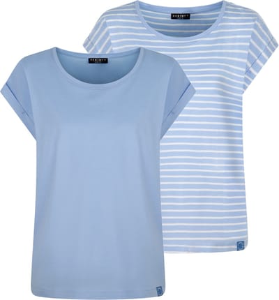 DENIMFY Dames Top DFSophie 2-Pack regular fit Blauw Ronde Hals Volwassenen Zomertop katoen-modal mix