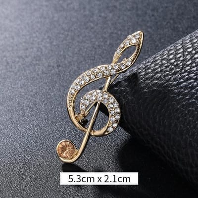 Mode Metaal Muzikale Noot Strass Broche Sjaalgesp Badge Reversspeld Luxe Sieraden Broches Voor Vrouwen Accessoires gray