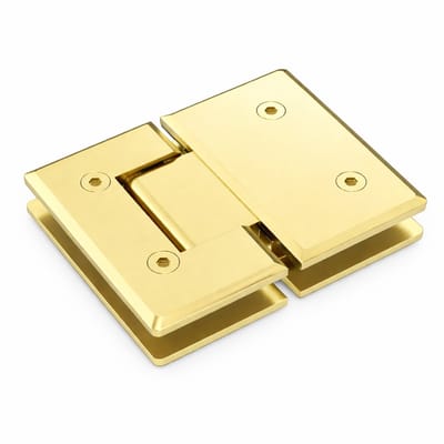 Owen & Finch Messing Glas Glas Scharnier 180° | Glasbeslag voor Douchedeuren Brushed Champagne Gold | Geborsteld Champagne Goudkleurig PVD