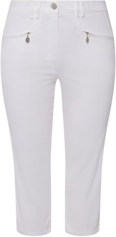 Ulla Popken - Dames - 7/8-Broek Mony kuitlang ritszakken stretch - Sneeuwwit - Maat 42