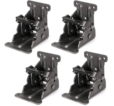 Opvouwbare beugel - 4 stuks - Opvouwbaar scharnier - Zelfborgende scharnierhardware - Verlengde ondersteuning met schroefvergrendeling - 6,6 x 5,3 x 6,3 cm - Verlengd opvouwbaar scharnier - Geschikt voor tafelpoten, bedpoten en werkbanken - Zwart