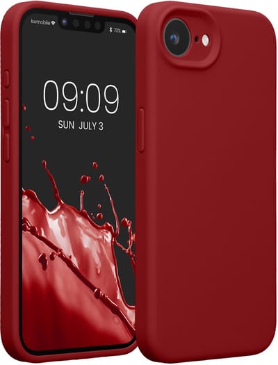 kwmobile telefoonhoesje geschikt voor Apple iPhone 17e / iPhone 16e - TPU backcover met siliconen coating - Smartphone case in rabarber rood
