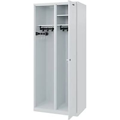 Brandweerkluis C+P Evolo Kombi, 2 vakken voor 1 persoon, zonder helmhouder, vloerglijders, B 800 x D 500 x H 1850 mm, RAL 7035 lichtgrijs