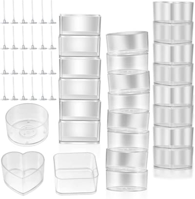 Famanu - Set van 30 theelichtkaarsenhouders, 100 kaarslonten, kunststof, kaarsenhouders, blikjes, kaarsenmaken, set voor het maken van kaarsen
