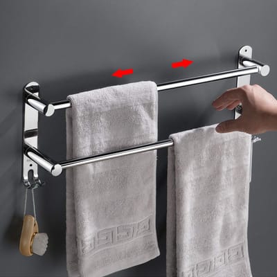handdoekhouder van roestvrij staal van 43-76 cm voor wandmontage. Geschikt voor badkamer, keuken, zonder dat je 3M-stickers aan hoeft te brengen