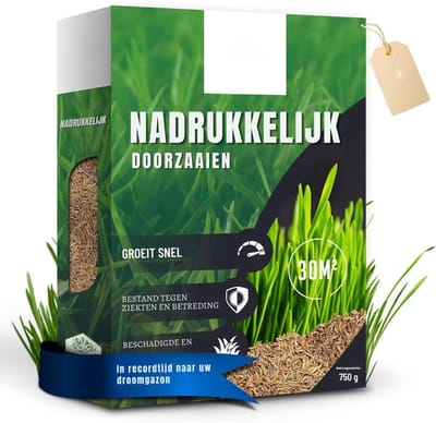 KAD® Graszaad - Graszaad Herstel voor Kale Plekken - Snelkiemend Graszaad Speelgazon & Schaduw - Groen - 20cm x 15cm x 13cm
