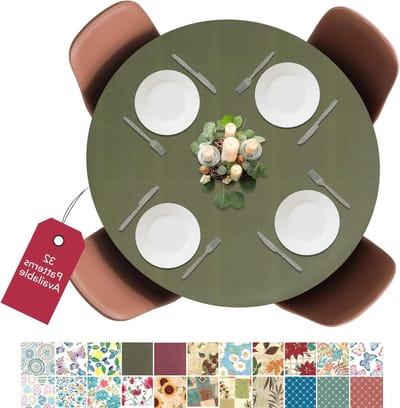 Tafelhoes Elastische Rand - Beschermhoes Tafel - Tafel Beschermen - Waterdicht Vinyl - 111.8 cm Diameter - Groen