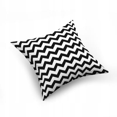 Kussenhoes 40x40 cm - 100% Katoen, Zwart Zigzag