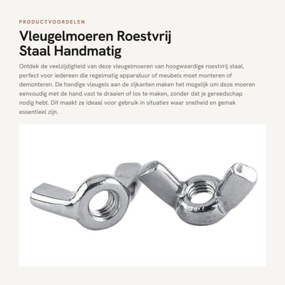 Dailygoods- Vleugelmoeren RVS 316 - DIN315 - 10 Stuks - Vlindermoeren - M3/M4/M5/M6/M8 - Handvastdraaibaar - Moeren