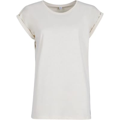 Build Your Brand - Extended Shoulder Dames T-shirt - White Sand maat XXL
