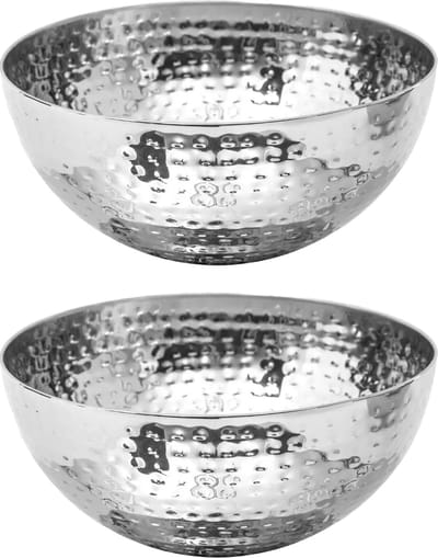 Secret de Gourmet Slakom/serveer schalen - Set 2x- rvs metaal - D24 cm