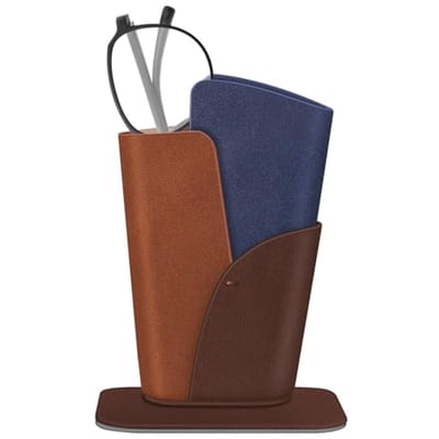 Anti-scratch Vegan Leather Glasses Holder voor Bureau of Bedtafel