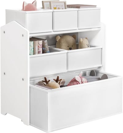 DnA® Speelgoedkast - Opbergkast Kinderen - Opbergkast Speelgoed - Speelgoed Kast - Speelgoedrek - Wit - ‎7cm x 30cm x 60cm