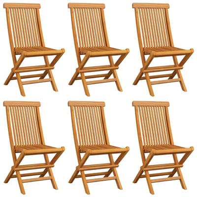 vidaXL - Klapstoelen - met - antracietkleurige - kussens, - 6 - stuks, - massief - teakhout