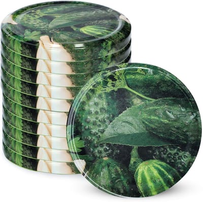 KADAX Schroefdeksel met diameter van 82 mm, metalen twist-off-deksel, reservedeksel voor inmaakpotten en weckpotten, deksel met 6 inkepingen (10 stuks, augurken 2)