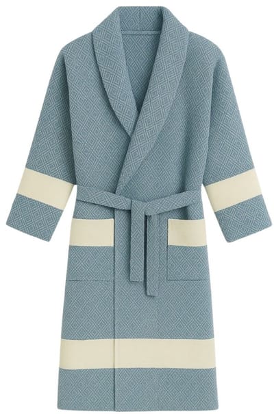 Peshtemal badjas hamam – sauna badjas - 100% hoogwaardig katoen – sneldrogend & lichtgewicht – zomer | ochtendjas - unisex hamam badjas - blauw - maat S/M