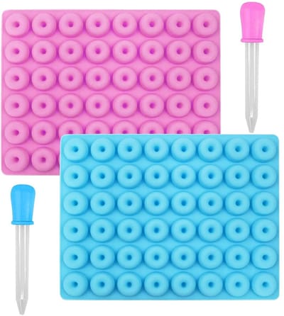 Dailygoods- Donutvormen - Siliconen - 2 stuks - Anti-aanbaklaag - Voor muffins/koekjes - BPA-vrij - Temperatuurbestendig - 20 x 15 x 1,2 cm - Snoepvorm