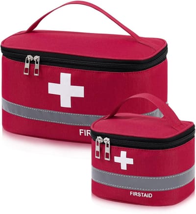 EHBO-tas leeg - 2 stuks (groot + klein) - waterdichte Oxford EHBO-organizer - voor thuis, reizen, kamperen, auto en kantoor - rode EHBO-doos