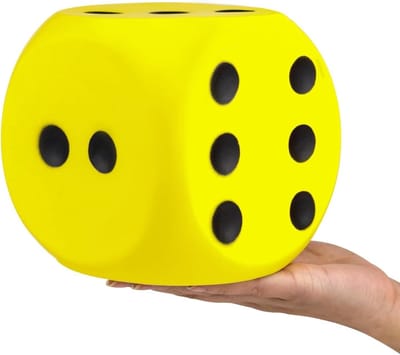 Grote schuimkubus - Jumbo dobbelsteen - Stress verlichten - Zacht PU-schuim - 15 x 15 x 15 cm - Geel