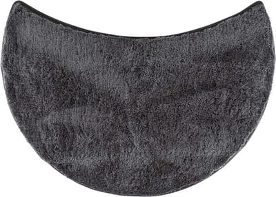 SnelShoppen - Fluffy Badmat voor Ronde Douches, Microvezel, Antislip Onderzijde, 55 cm Douche Radius, Anthraciet, Geschikt voor Vloerverwarming