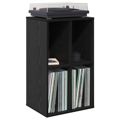 vidaXL - Platenkast - Zwart - eiken - 44,5 - x - 36,5 - x - 74,5 - cm - Bewerkt - hout
